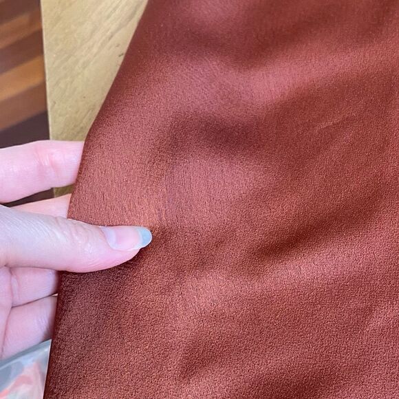 Banana Republic Bias Cut Asymmetrical Brown Rust Sleeveless Midi Dress Size 4 - Picture 13 of 13